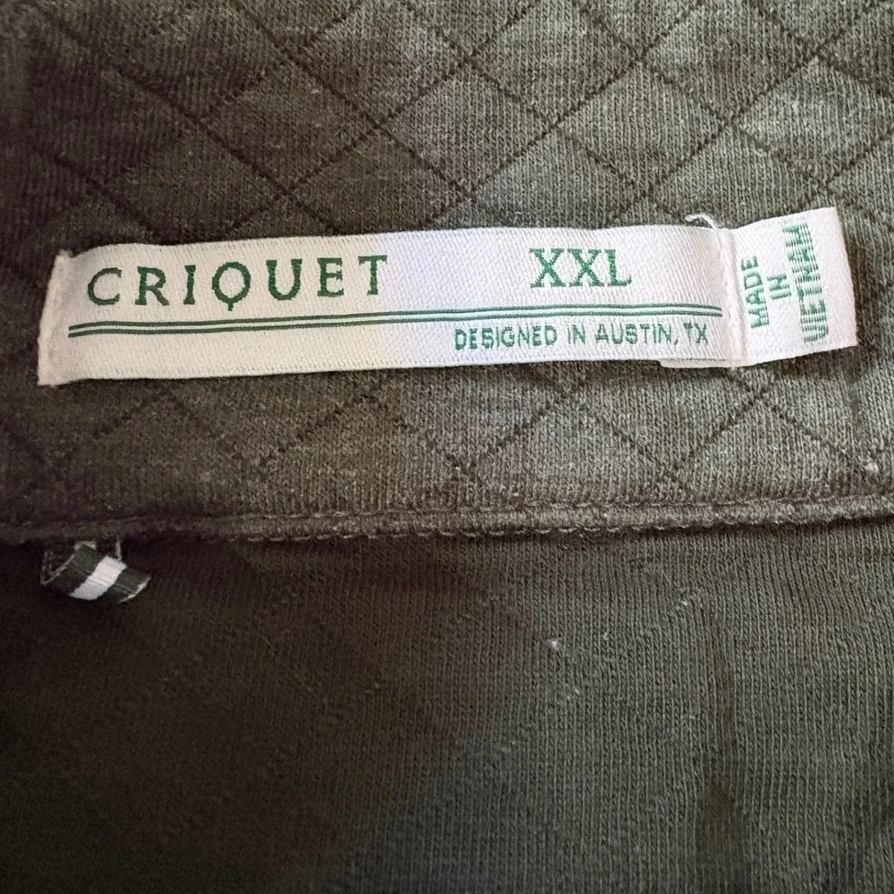 Criquet Mens Green Quilted‎ Pullover Sweatshirt Diamond Knit Mock Neck XXL